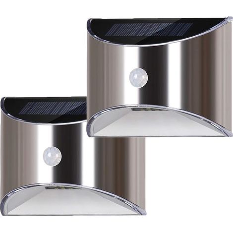 Applique murale solaire à LED pour jardin, terrasse, clôture, escalier, en acier inoxydable, étanche, avec détecteur de mouvement (1/5)