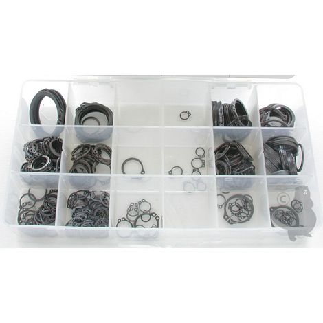 Scatola composta da un assortimento di 300 circlips.