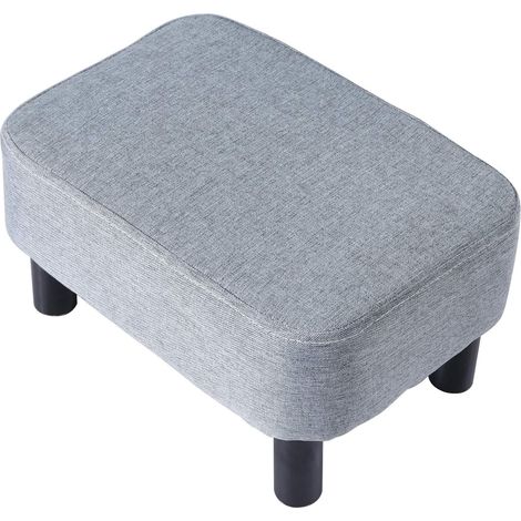 Ottoman Pouf Repose Pied, Housses de Repose-Pieds Doux Lin Pouf, Pieds en Bois 42x29x23cm, Gagner de l'espace, pour Salon Chambre, Bleu Clair (1/5)