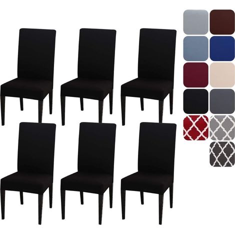 Housse de Chaise Extensible Lot de 6, Couverture Protecteur de Chaise Salle a Manger Universel Amovible Lavable Moderne Durable pour Maison Hotel Restaurant Fete Banquet Cuisine Decoration,noir (1/5)