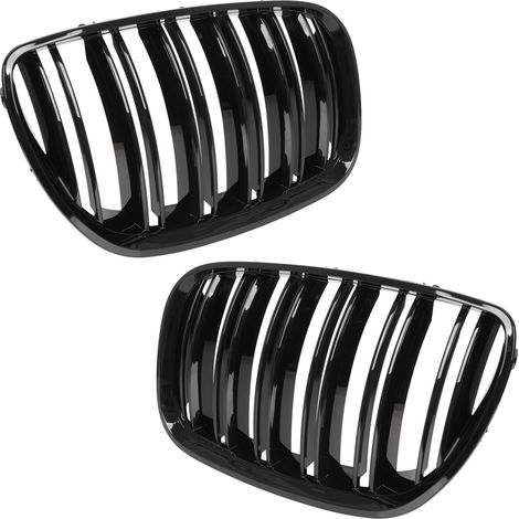 Griglie BMW X5 E53 FL 04-06 tra i fari (doppi) set sinistro + destro DOPPIA LAMELLA NERO LUCIDO (1/5)