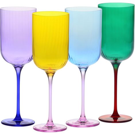 Verres à vin 350 ml Lot de 4 pièces Collection Violet et bleu nuit Faits main, verre coloré Cristal sans plomb Élégants et modernes Idéal pour offrir (1/5)