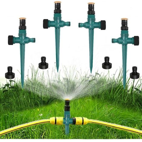 [NEVER USED] Garden Sprinkler, 4 Pack 360° Rotatable Automatic Sprinkler Lawn Sprinkler Adjustable Irrigation Sprayer for Garden Lawn Plants Vegetables Flowers Pastoral Courtyard (Green) (1/4)