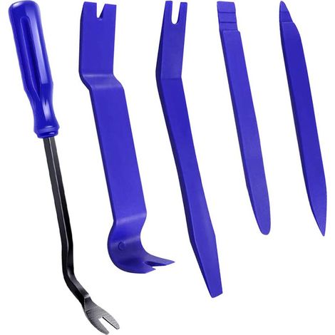 Kit d'outils de démontage de garnitures automobiles, kit de 5 outils pour panneaux de porte et vitres de voiture, ensemble d'outils de levier pour retirer les fixations de clips automobiles (1/5)