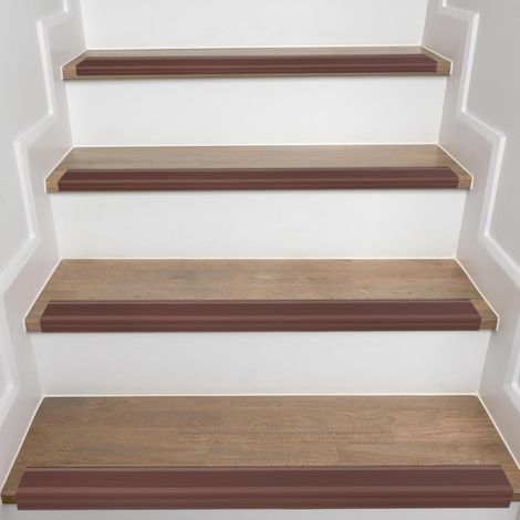 10 Meter Rutschfeste Treppenkante, Selbstklebende Kantenleiste Flexible PVC-Gummistufen-Kantenleiste, Wasserdicht Stufenkantenprofil Für Den Innen- Und Außenbereich (Braun)