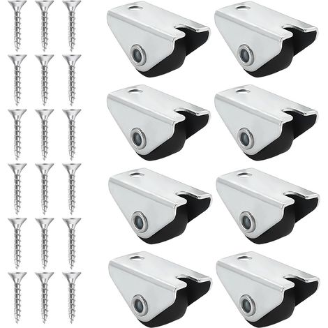 Pack de 8 mini ruedas fijas de goma de 15 mm para muebles: robustas, soportan hasta 40 kg, incluyen placa de montaje metálica y tornillos, ideales para mejorar la movilidad de los muebles.
