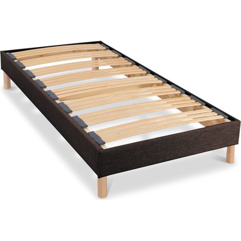 BELLECOUR LITERIE Sommier à lattes en bois LUMIERE 90x200 cm Coloris Marron Livré en kit (1/3)