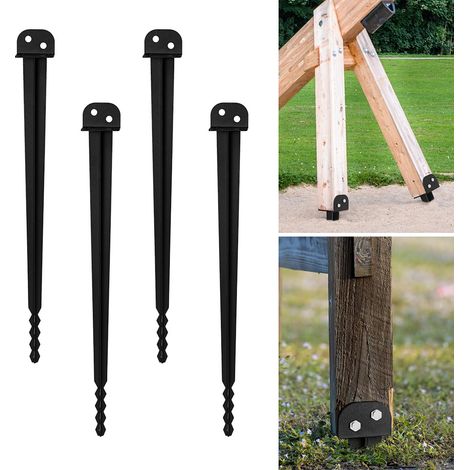 Jiubiaz 4 piezas soporte para poste para clavar 500 mm, fijación robusta para postes de madera cuadrada
