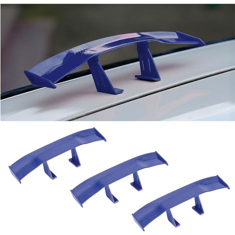 3PCS Mini Aileron de Voiture, Multifonctionnel Aile de Queue de Voiture, Universel Mini Aile de Becquet, sans Perforation Texture en Fibre de Carbone pour la Décoration(Bleu) (1/5)