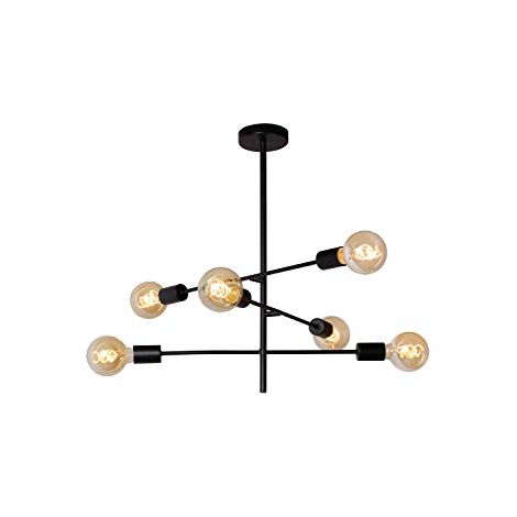 LUCIDE LESTER - Plafoniera 6xE27 - Nero (1/4)