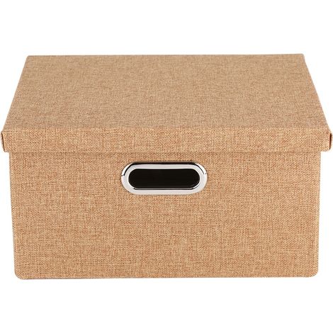 Caisse De Rangement En Tissu Pliable Avec Couvercle Pour Vêtements Jouets Serviettes Salon Chambre Salle De Bain Marron 1 Pièce (1/5)