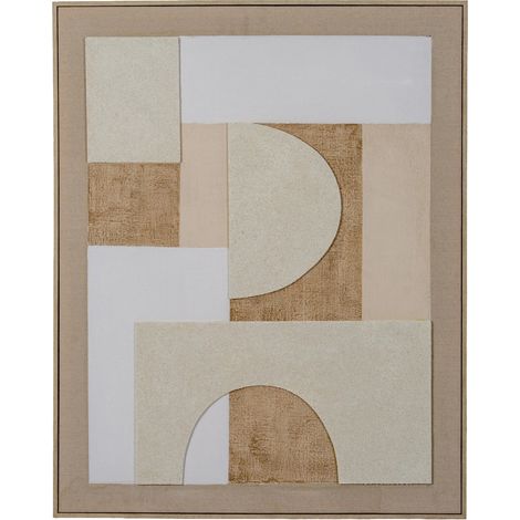 Lumera Linen Textured Canvas in Frame - Wood - L4 x W80 x H100 cm - Beige