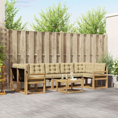 vidaXL Ensemble de canapés d'extérieur 8 pc Blanc et Beige
