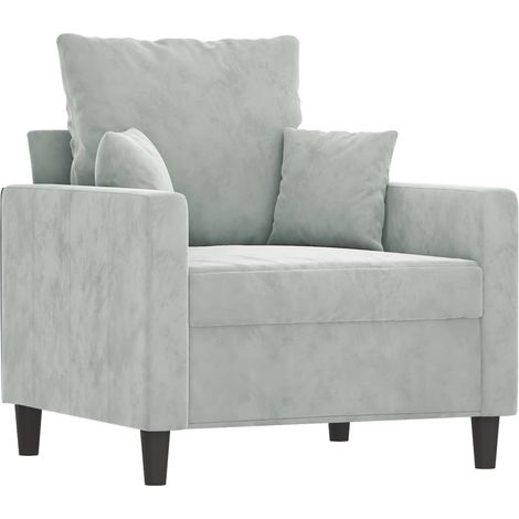 Fauteuil de Salon,Chaise,Fauteuil Gris clair 60 cm Velours CFW401642 (1/5)