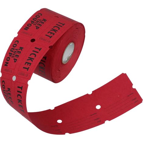 Numbered Raffle Tickets Double Roll Deep Red Perforated (1/5)