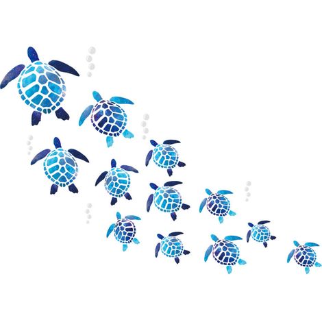 BEBUSINGOTO 12 Stück blaue Meeresschildkröten-Wandaufkleber, Dekoration, DIY-Wandaufkleber, Wandaufkleber (12 Stück) (1/4)