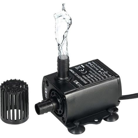 Mini pompe à eau sans balais ultra-silencieuse 12 V CC 10 W avec raccord femelle étanche 5,5 x 2,1 mm pour fontaine submersible [DB] Noir (1/5)