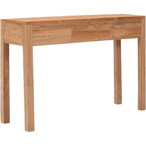 Console 3 tiroirs teck massif clair Sarlia 110cm (1/5)