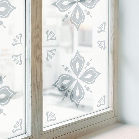 Sichtschutzfolie 200x116 cm Folie für Schlafzimmer Sichtschutz Fenster Milchglas Selbstklebend Blickdicht Dekorfolie Dekorativ Geometrische Symmetrie