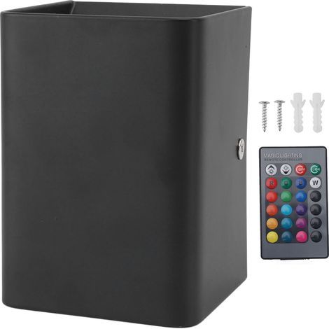 RGB LED wall light with remote control, adjustable brightness, light fixture for living room, bedroom, hallway, closet, office, bar, black casing, 5W (1/5)