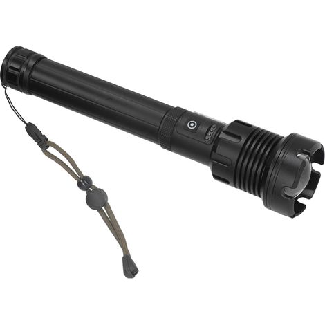 Lampe torche P90 4 cœurs 8000LM, zoom télescopique, deux couleurs lumineuses, 7 modes, IP65 étanche extérieur, randonnée camping randonnée exploration urgence domestique (sans batterie) (P90+COB) (1/5)