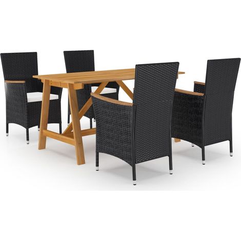 Ensemble Table et Chaise de Jardin 5 pcs - Ensemble de salle à manger de jardin Noir BV866086 - BonneVie (1/5)