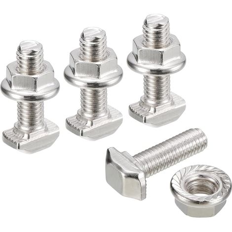 M5X16mm T Fente Jeter-intérieur fermer et M5 Hexagone Bride Écrou Ensemble, 10 Ensembles Marteau Tête T-boulon T Forme Goujon Coulissant Vis pour 20 Série Aluminium Profil (1/5)