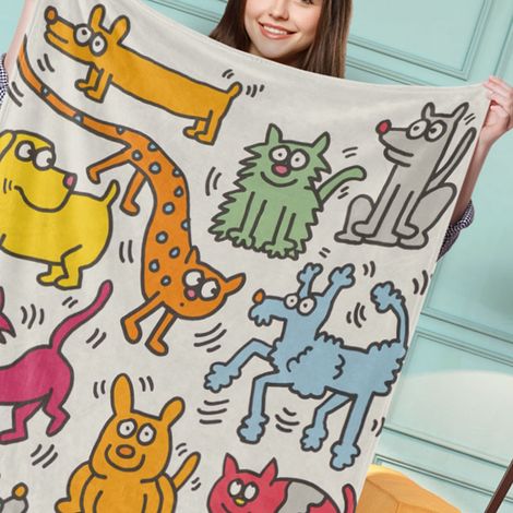Atmungsaktives Cartoon-Muster, transparent, leuchtende Farben, warm – ideal für Zuhause, Büro, Auto, Reisen und Camping. BL693 2 120 x 150 cm