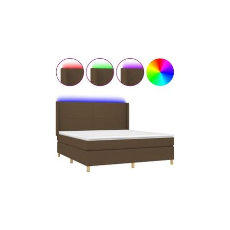 Sommier à lattes de lit matelas et LED Marron foncé 180x200 (1/5)