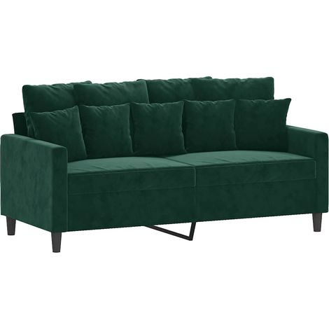 Canapé  Sofa à 2 places Vert foncé 140 cm Velours