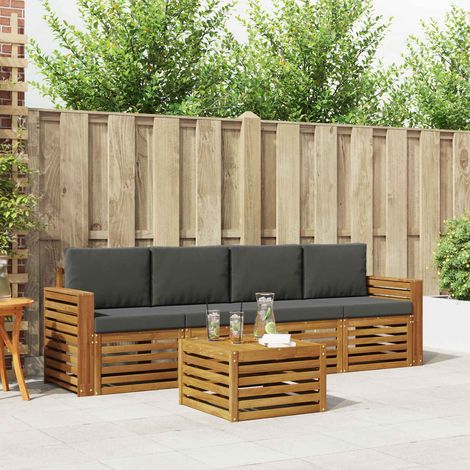 vidaXL Set di divani da esterno con cuscino 5 pcs Naturale e