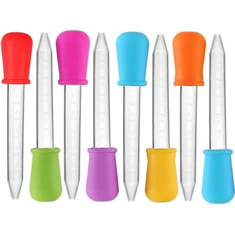Lot de 8 pipettes en silicone pour enfants – 5 ml – Sans BPA – Réutilisables – Embout sphérique – Médicaments liquides (1/5)