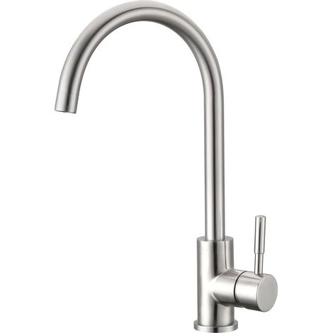 QAZQA Robinet de Cuisine rotatif à 360 °Cuisine Mitigeur Acier Inoxydable eau Chaude et Froide simple poignée moderne anti-empreintes Digitales anti-lime Robinet évier de cuisine(brossé) (1/4)