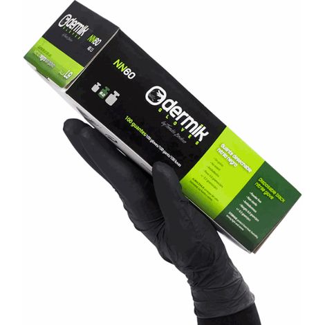 Dermik NN60 - Guantes Nitrilo Negros Desechables (100 uds) XLXL (1/5)
