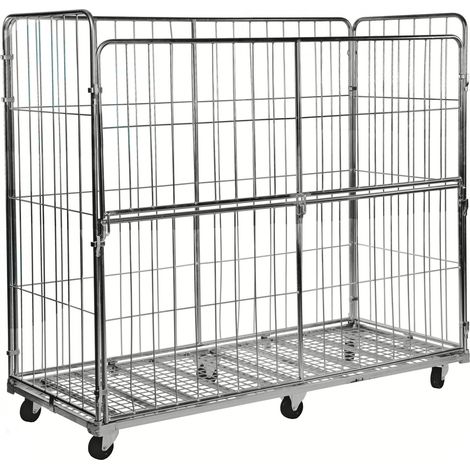 Kongamek Rollcontainer verzinkt 2000x800x1800mm mit 4 Gitterwänden vorne halb zu öffnen ohne Bremse