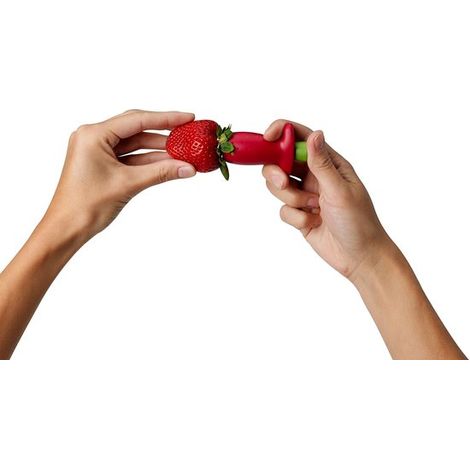 Descorazonador de fresas para quitar el corazón y las hojas, ideal para hornear y hacer mermeladas, acero inoxidable, 12,7 x 5,08 x 2,54 cm (1/5)