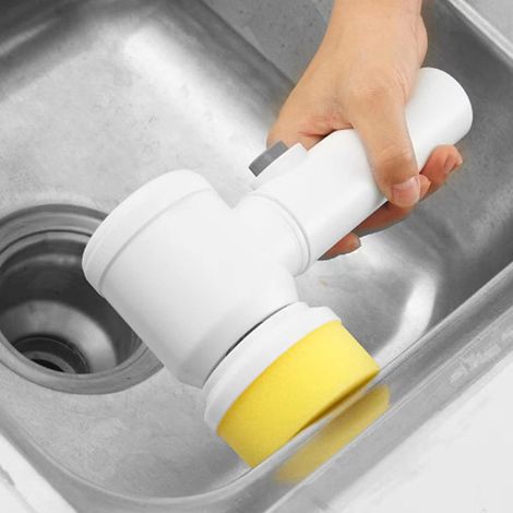 Brosse à récurer électrique portable pour salle de bain, rechargeable pour cuisine, salle de bain, douche et baignoire. (1/5)