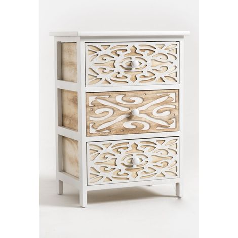 Muebles Auxiliares - Cajonera Ancha Carvy 3 Cajones