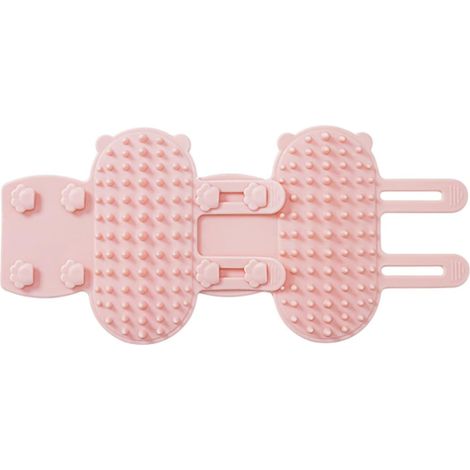Cepillo para gatos autolimpiante 2 en 1, cepillo de silicona ajustable para gatos, rascador para patas de mesa y estructuras de escalada, guante para eliminar el pelo de perro, rosa