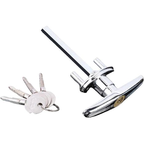 Serrure de remplacement étanche pour porte de garage, poignée en T à ouverture manuelle avec clés. (1/5)