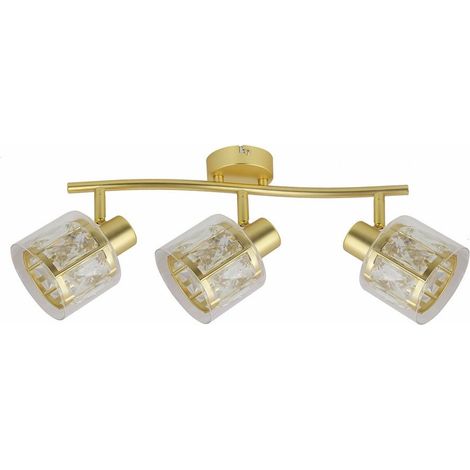 Plafoniera Elmo glamour oro ottone 3 luci E14 vetro (1/3)