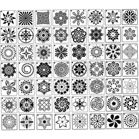 56 pochoirs mandalas réutilisables pour matériel de peinture artistique (1/5)