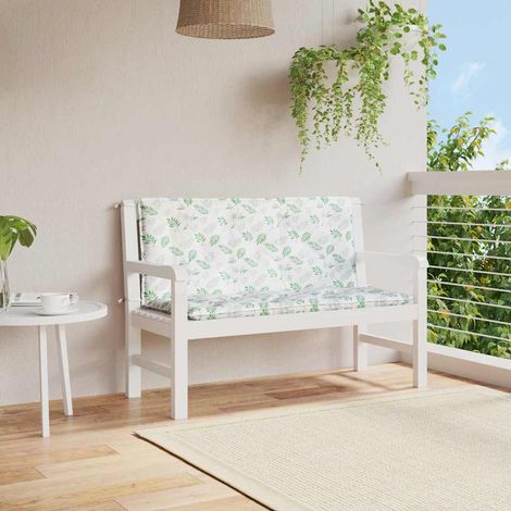 Coussins de banc de jardin lot de 2 motif de feuilles tissu (1/5)