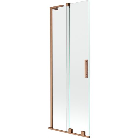 Mexen Velar L Badewannenfaltwand 2-teilig verschiebbar 70 x 150 cm, transparent, gebürstetes Kupfer - 896-070-003-01-65