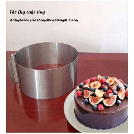 QORVA-Lot de 2 anneaux à pâtisserie extensibles, diamètre de l'anneau à gâteau 22-40 cm avec échelle, anneau à pâtisserie réglable, moule à gâteau à dessert rond