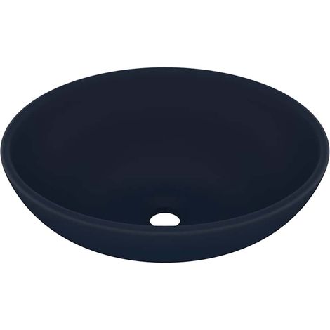 Luxury Basin Oval-shaped Matt Dark Blue 40x33 cm Ceramic vidaXL