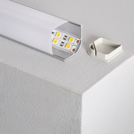 Aluminiumprofil Ecke Dreieckig 2m für LED Steifen bis 20mm Aluminium 2 m Weiß transluzent (1/4)