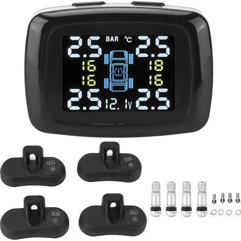 Kit de surveillance de pression des pneus TPMS intelligent avec 4 capteurs internes et allume-cigare (1/5)