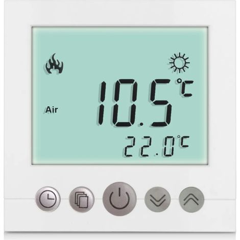 Thermostat d'ambiance numérique LCD, thermostat mural, thermostat encastré, chauffage au sol, chauffage infrarouge, thermomètre d'intérieur (1/5)