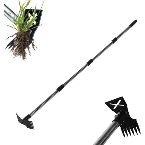 Désherbeur manuel à long manche de 152 cm (60 pouces), 2 en 1 : râteau à désherber et houe de jardin. Outil robuste pour arracher les mauvaises herbes dans la cour, la pelouse, la terrasse et le jardi (1/5)